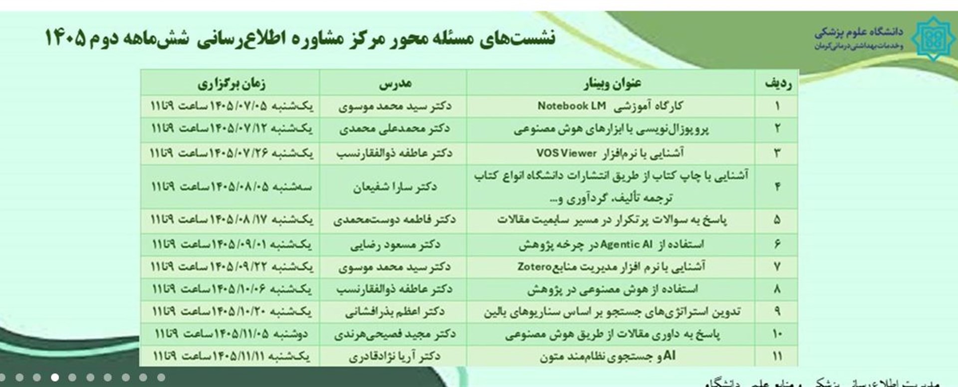 نشست های مساله محور مرکز مشاوره و اطلاع رسانی ۶ ما